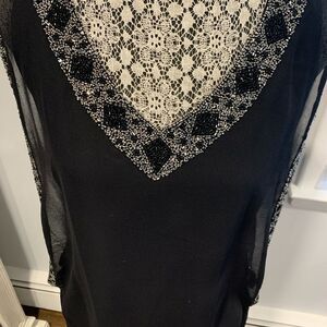 J Kara Black Sheath Mini Dress V-Neck Sleeveless Cocktail